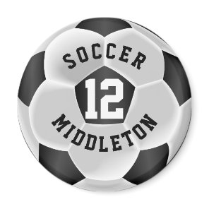 Black and White Soccer Sport Ball Magnet