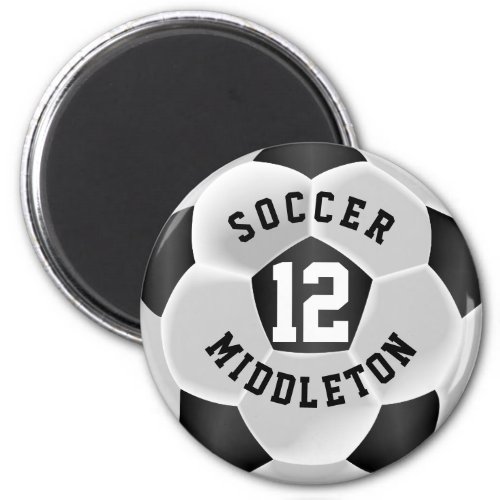 Black and White Soccer Sport Ball Magnet