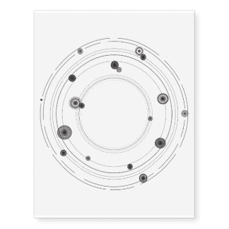 Black and white solar system design temporary tattoos