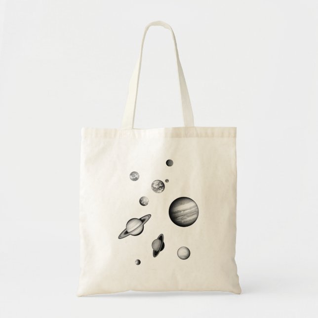 Black and White Solar System in the space Tote Bag (Front)