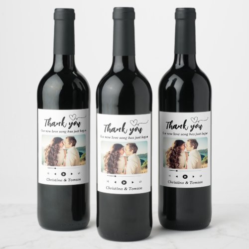 Black and White Song Playlist Photo Wedding  Wine Label