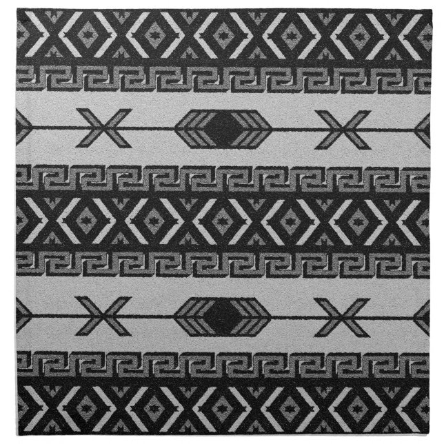 Black And White Southwest Aztec Pattern Cloth Napkin (Front)