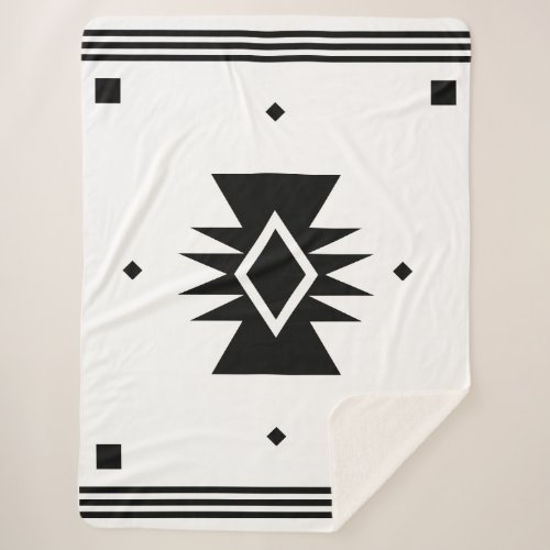 Black and White Southwest Design Sherpa Blanket