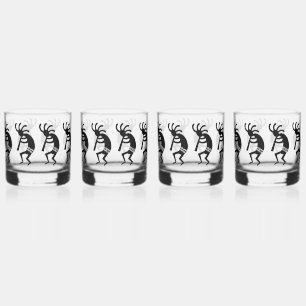 Black And White Southwest Kokopelli Can Glass