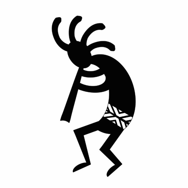 Black And White Southwest Kokopelli Statuette (Front)