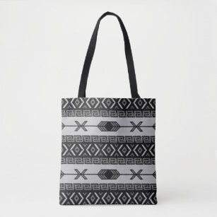 Black And White   Southwest Tribal Aztec Pattern Tote Bag
