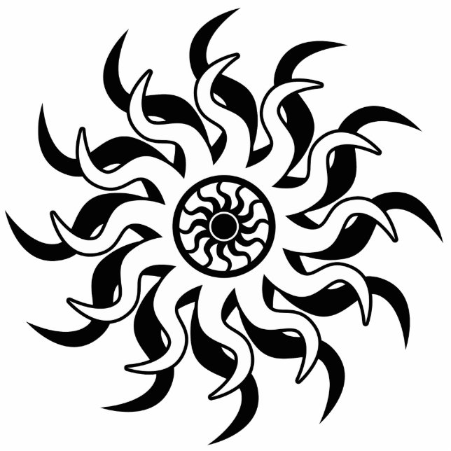 Black And White Southwest Tribal Sun Statuette (Front)