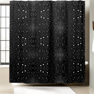 Black and White Space Circle Style 4 Shower Curtain