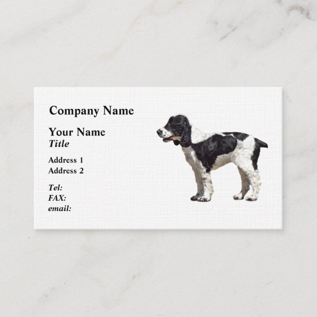 Black and White Spaniel Business Card (Front)