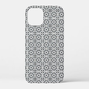 Black and White Spanish Style Tile iPhone 12 Mini Case