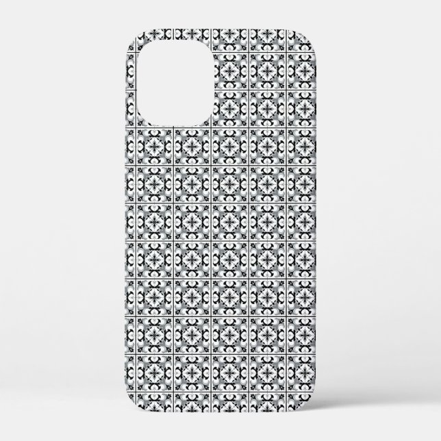 Black and White Spanish Style Tile Case-Mate iPhone Case (Back)