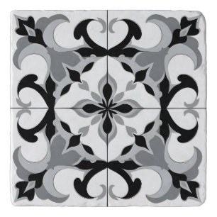 Black and White Spanish Style Tile Trivet