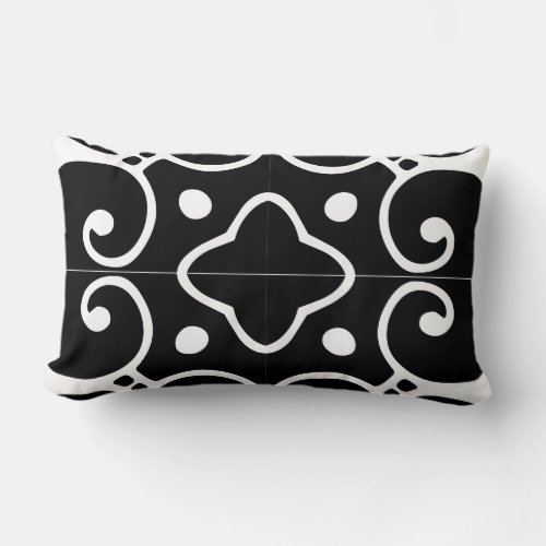 black and white spanish tile pillow