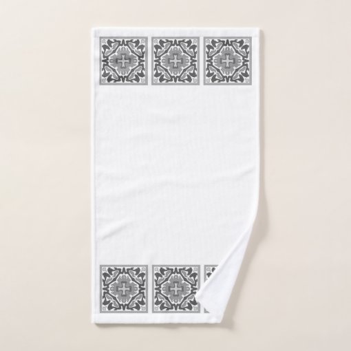 Black and White Spanish Tiles Bath Towel Set Zazzle