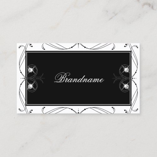 Black and White Sparkling Diamonds Elegant Ornate Business Card