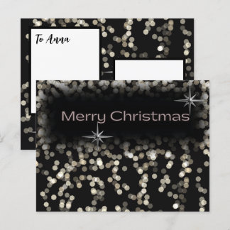 Black and White sparkly stars Merry Christmas Invitation Postcard