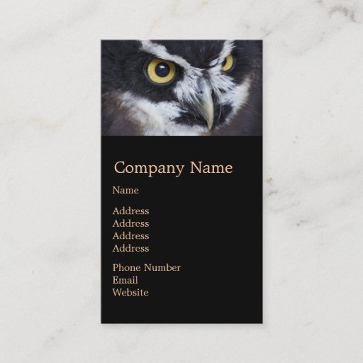 Customizable Black and White Specacled Owl Business Cards