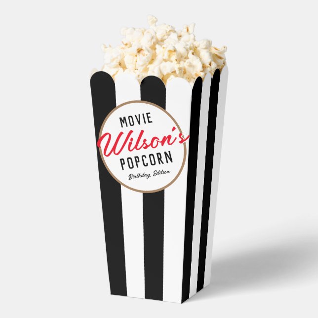 Black and White Special Event Movie Night Popcorn Favor Boxes (Popped)