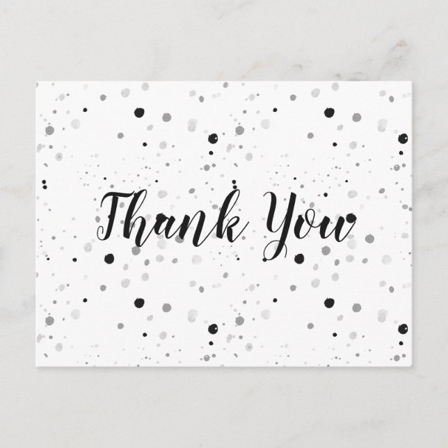 Black and White Speckle Thank You Postcard (Front)
