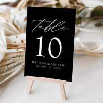 Black and White Speckled Modern Elegance Wedding Table Number