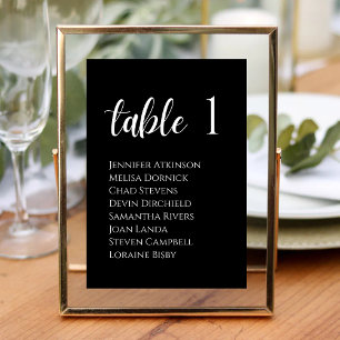 Black and White Speckled Modern Elegance Wedding Table Number