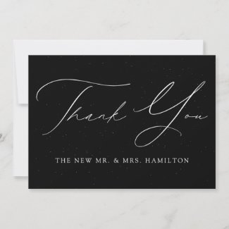 Black and White Speckled Wedding Thank You Card