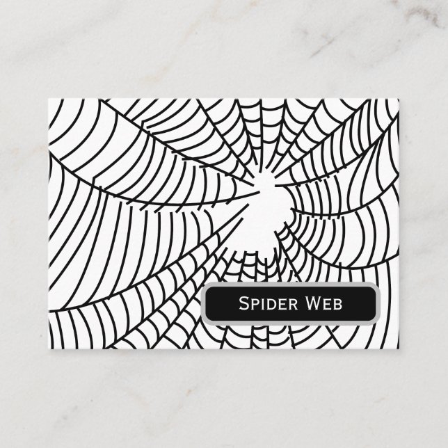 Black and White Spider Web Business Card (Front)