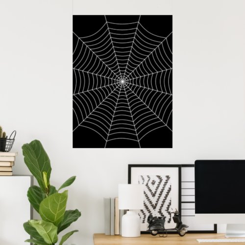 Black and White spider web Halloween art Poster