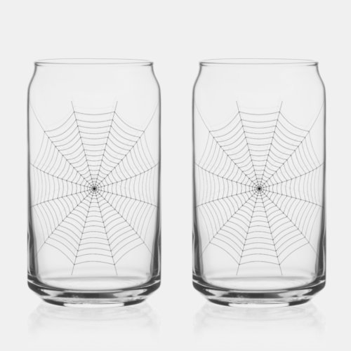 Black and White spider web Halloween pattern Can Glass