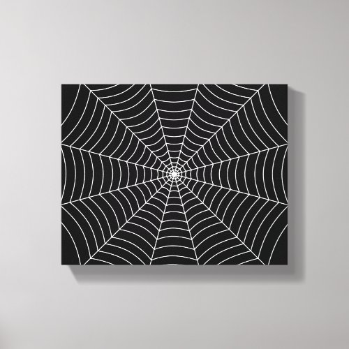 Black and White spider web Halloween pattern Canvas Print