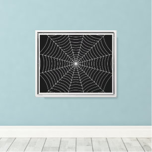 Black and White spider web Halloween pattern Canvas Print