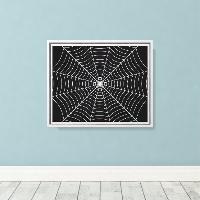 Black and White spider web Halloween pattern Canvas Print (Insitu(Wood Floor))
