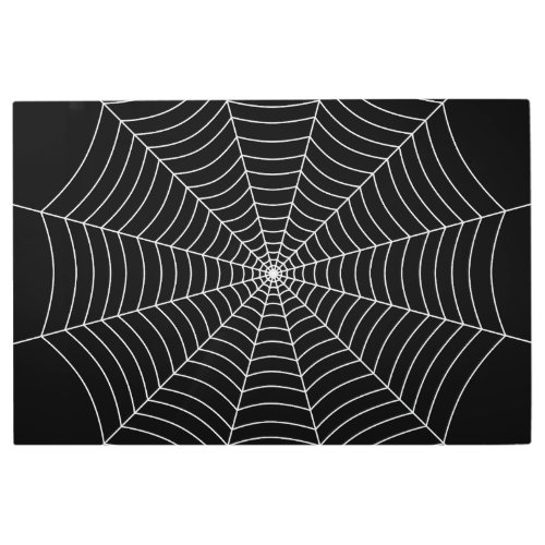 Black and White spider web Halloween pattern Metal Print