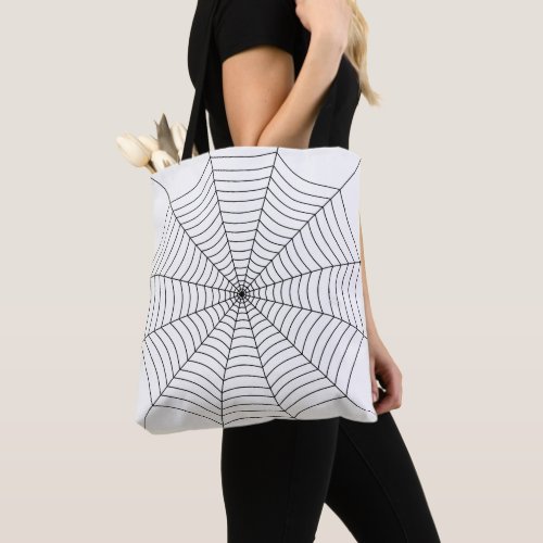 Black and White spider web Halloween pattern Tote Bag