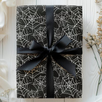 Black and White Spider Web Halloween Wrapping Paper