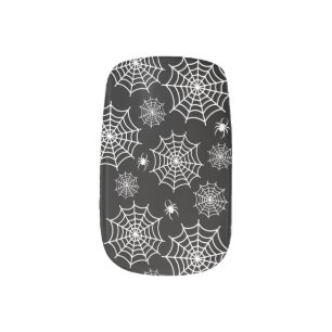 Black and White Spiders and Cobwebs Halloween Minx Nail Art