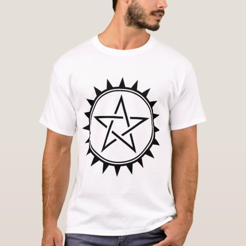 Black and White Spiked Pentagram T_Shirt