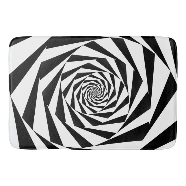 Black and White Spiral Bathroom Mat (Front)