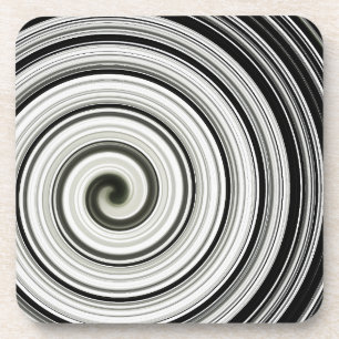 Black and white spiral  beverage coaster