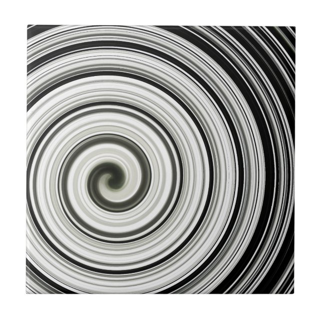 Black and white spiral ceramic tile (Front)