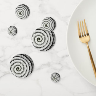 Black and white spiral confetti