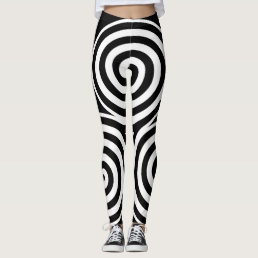 Black and White Spiral Custom Name Leggings Yoga