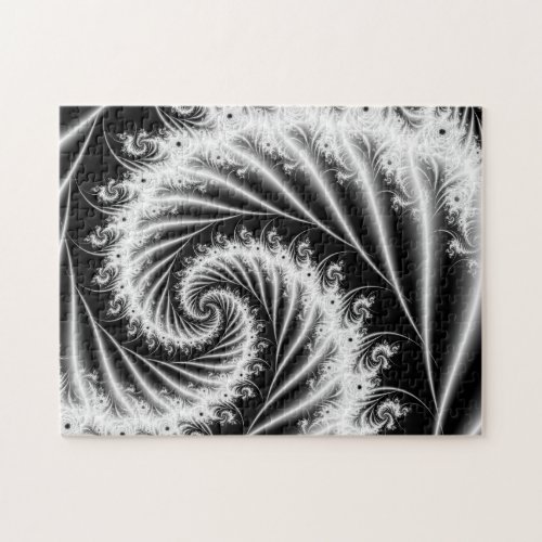 Black and White Spiral Fractal Jigsaw Puzzle