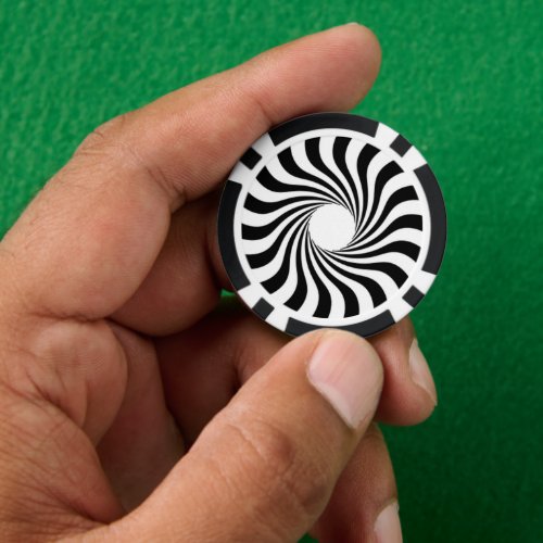 Black and white spiral print poker chips