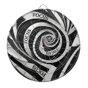 Black and White Spiral Psychedelic Illusion Focus Dart Board