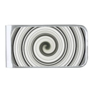 Black and white spiral silver finish money clip
