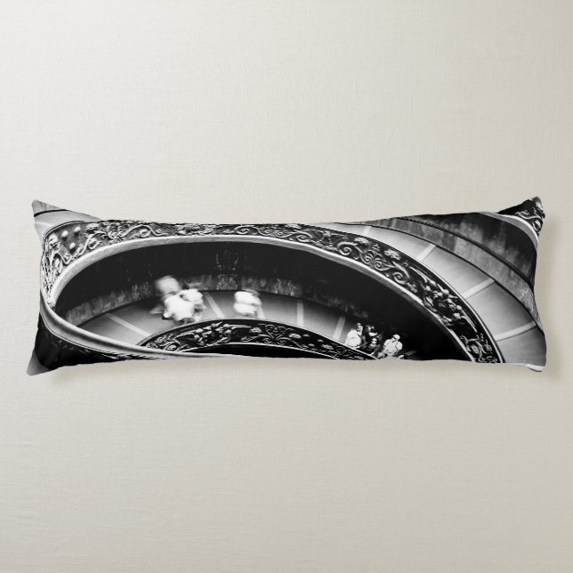 Black and White Spiral Staircase Body Pillow (Front)