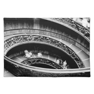 Black and White Spiral Staircase Cloth Placemat