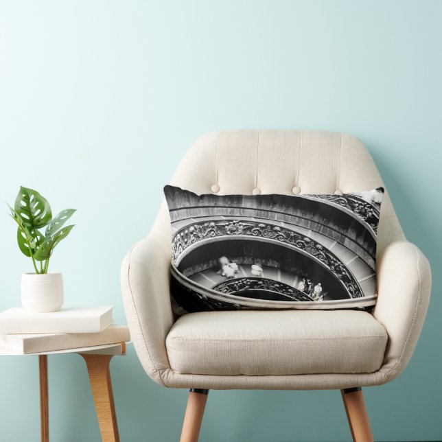 Black and White Spiral Staircase Lumbar Pillow (Chair)
