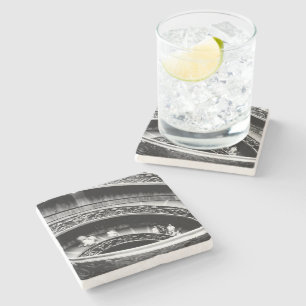 Black and White Spiral Staircase Stone Coaster